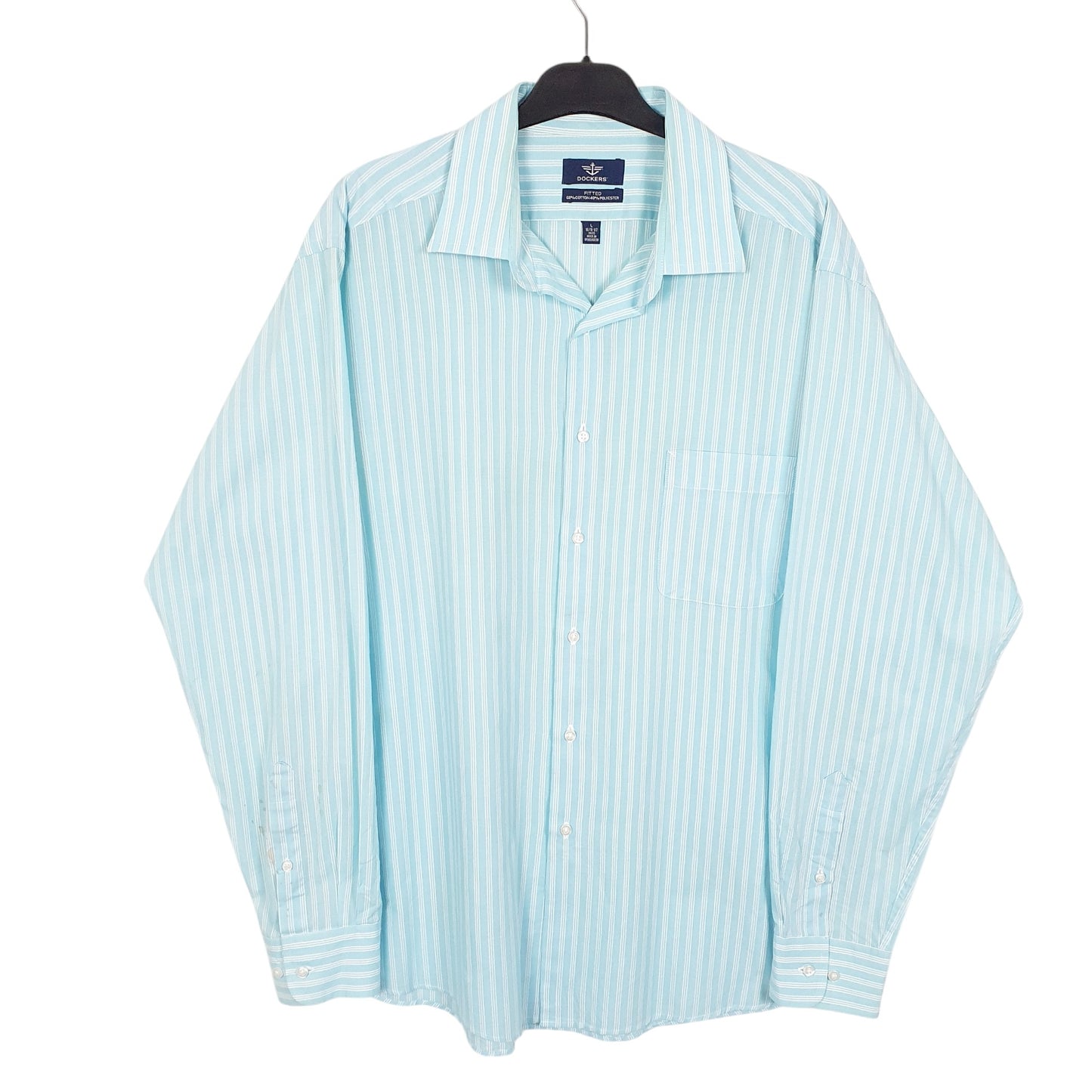 Mens Blue Dockers Fitted Long Sleeve Shirt