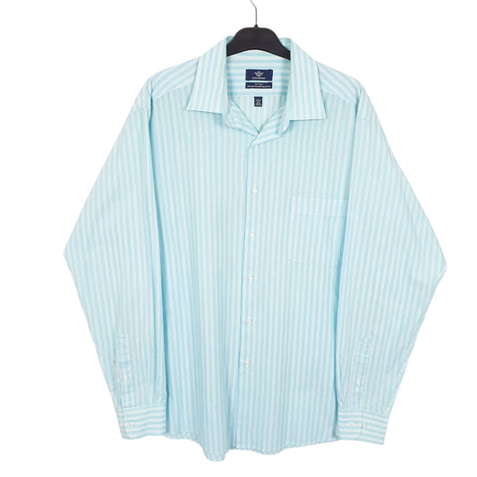 Mens Blue Dockers Fitted Long Sleeve Shirt
