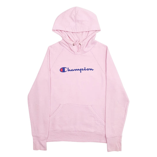 Womens Pink Champion Spellout Hoodie Jumper