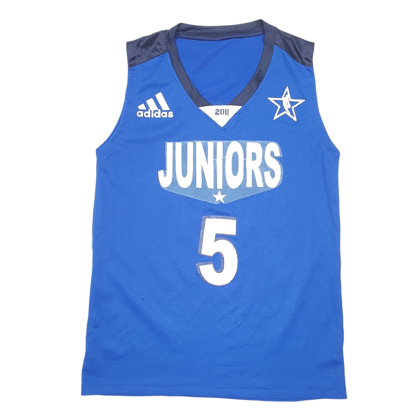 Mens Blue Adidas Basketball Vest Sleeveless Juniors Jersey Short Sleeve T Shirt
