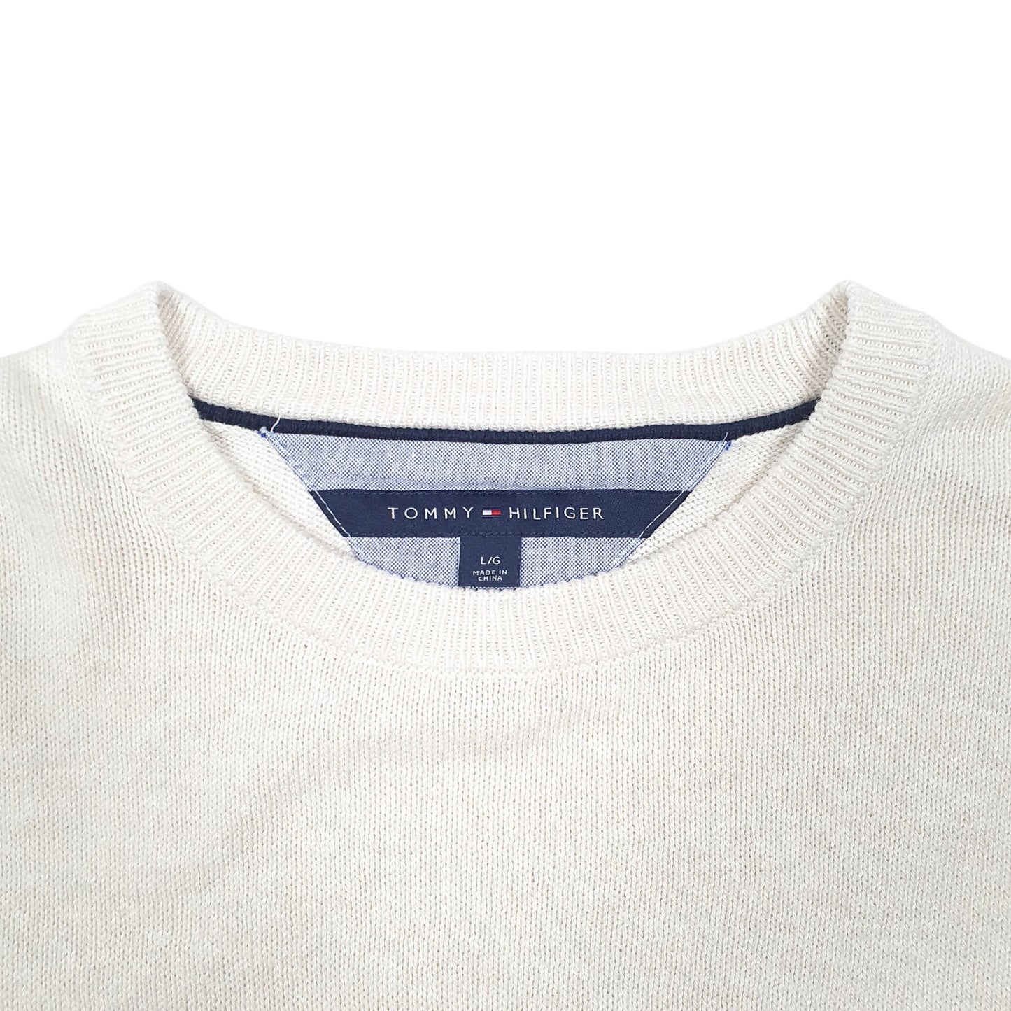 Mens Cream Tommy Hilfiger Knit Crewneck Jumper