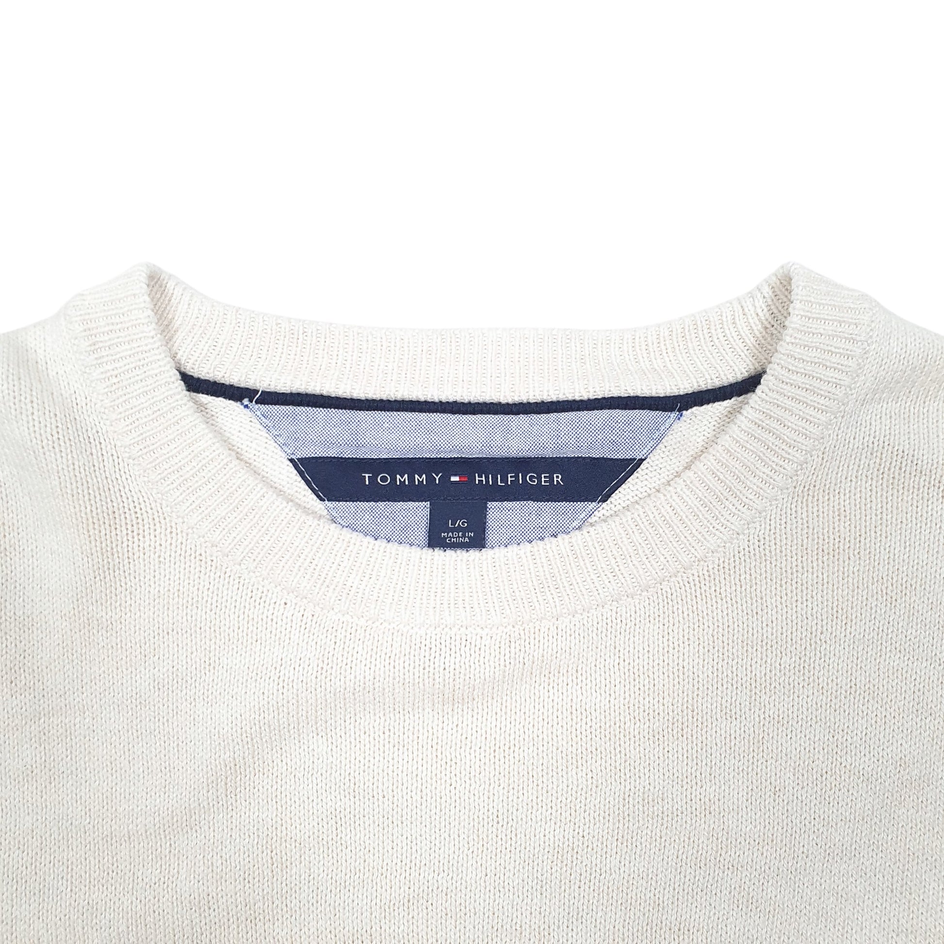 Mens Cream Tommy Hilfiger Knit Crewneck Jumper