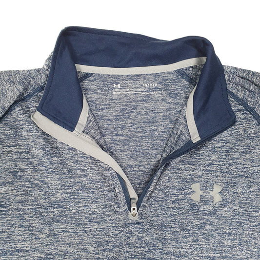 Mens Grey Under Armour Workout Gym Heatgear Quarter Zip Jumper