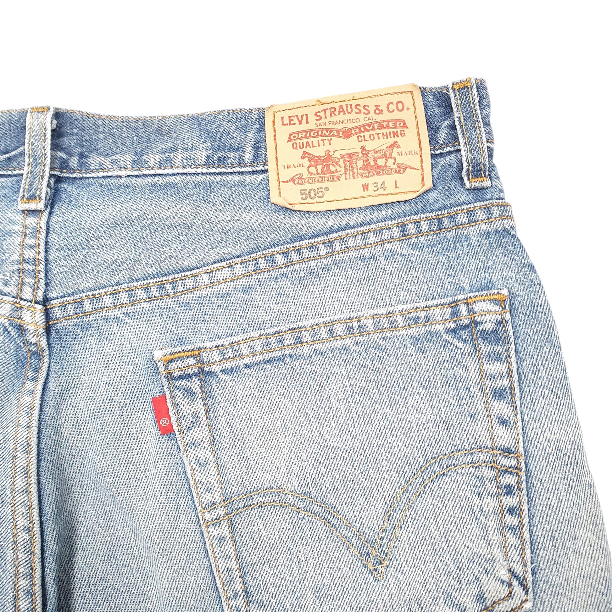 Mens Blue Levis Denim Jeans Jorts 505 Denim Shorts