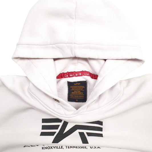 Womens White Alpha Industries Spellout Hoodie Jumper