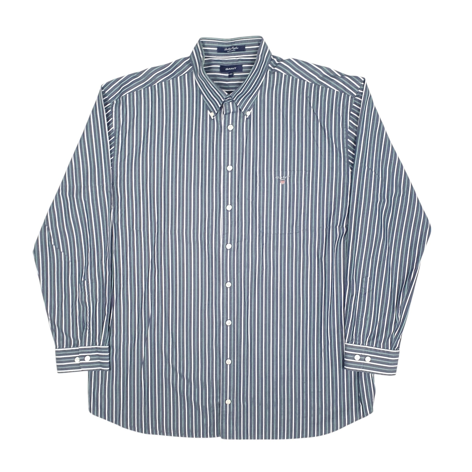 Mens Grey GANT Dobby Poplin Long Sleeve Shirt