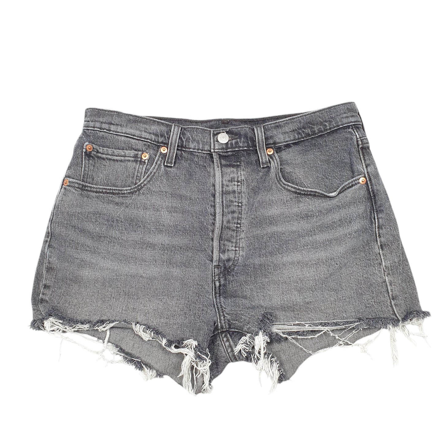 Womens Levis Grey Denim 501 Jorts Hot Pants Jean Shorts – Bundl
