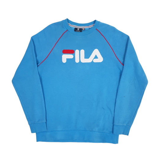 Mens Blue Fila Spellout Crewneck Jumper