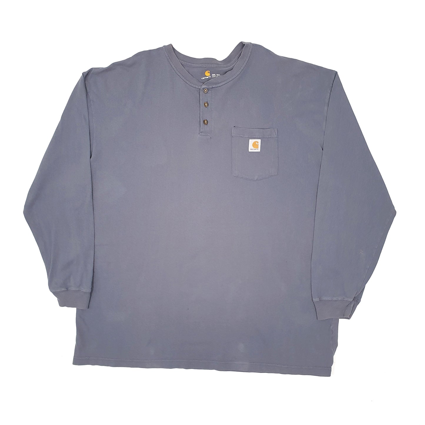 Mens Grey Carhartt Henley Long Sleeve T Shirt