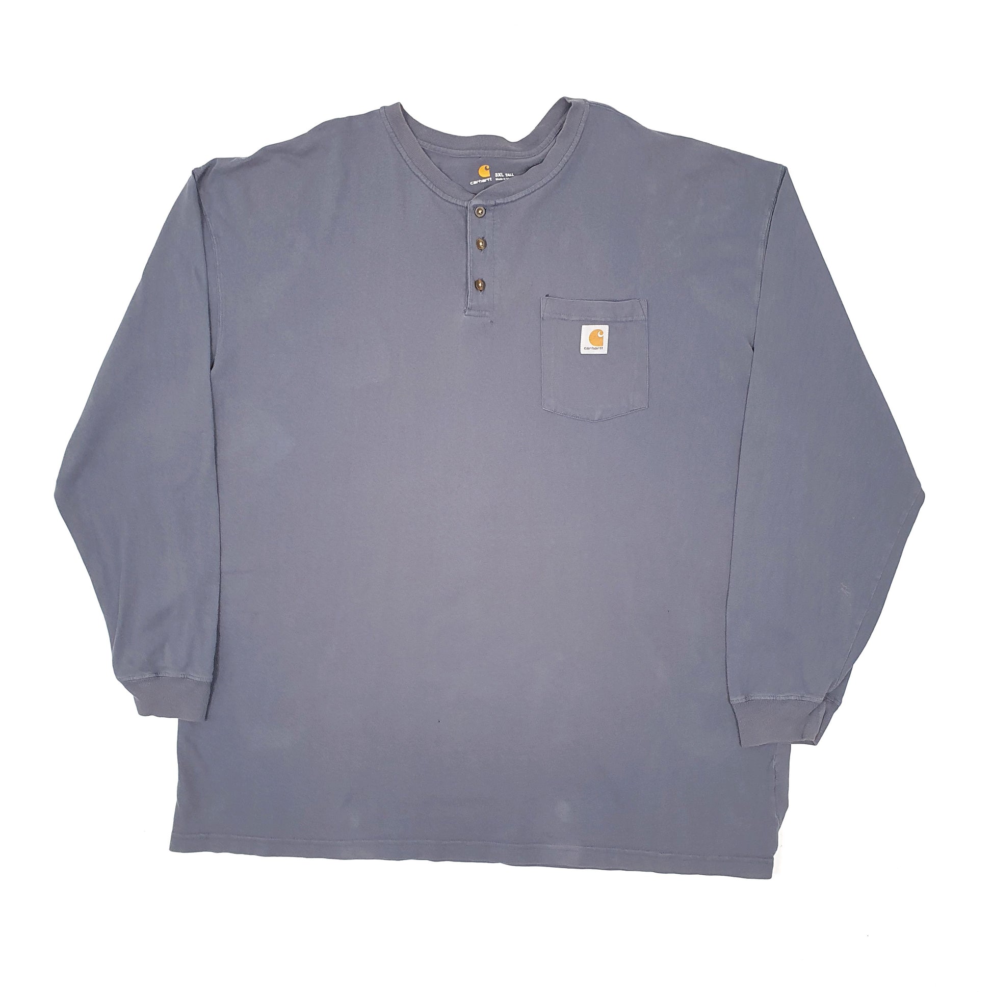 Mens Grey Carhartt Henley Long Sleeve T Shirt