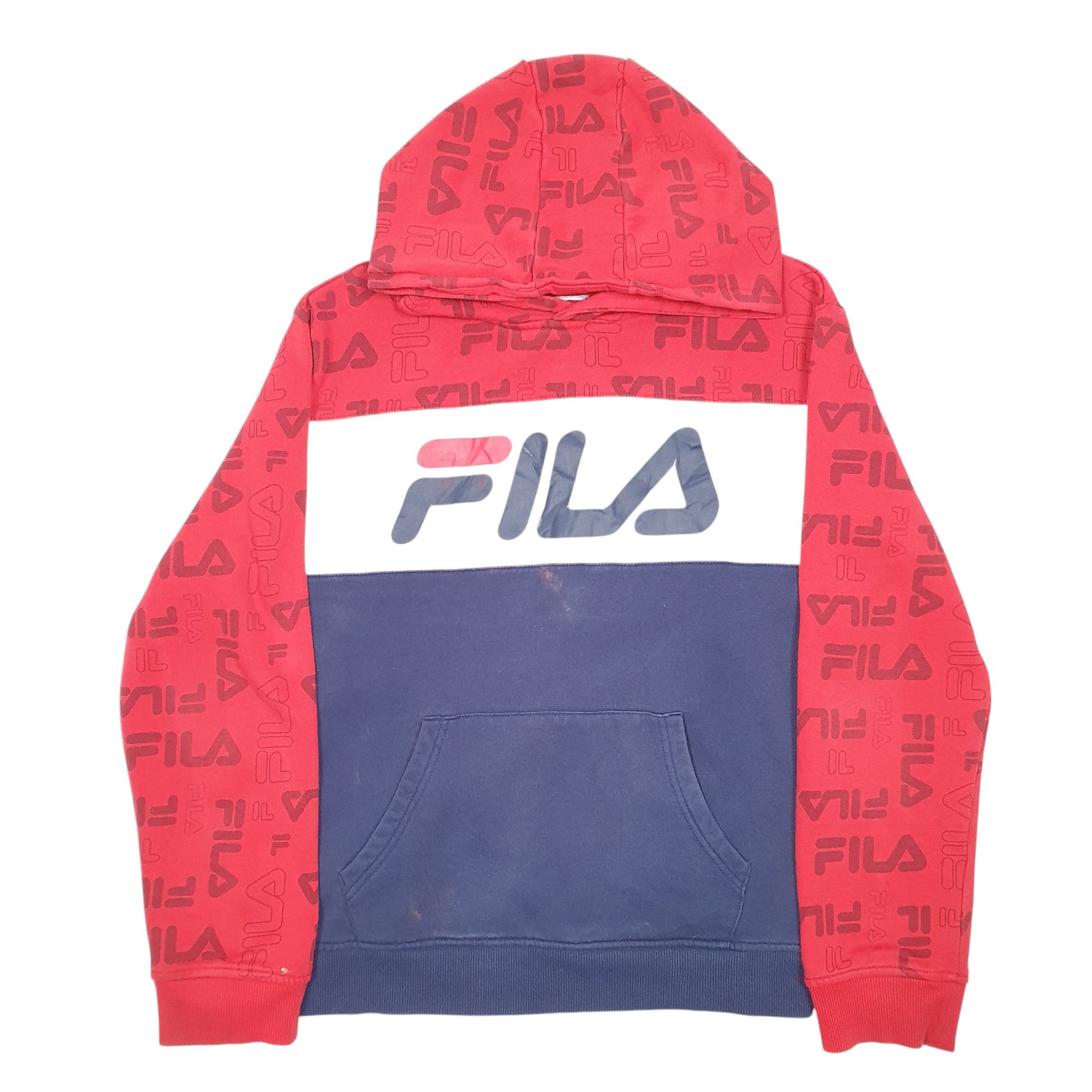Mens Navy Fila Spellout Hoodie Jumper