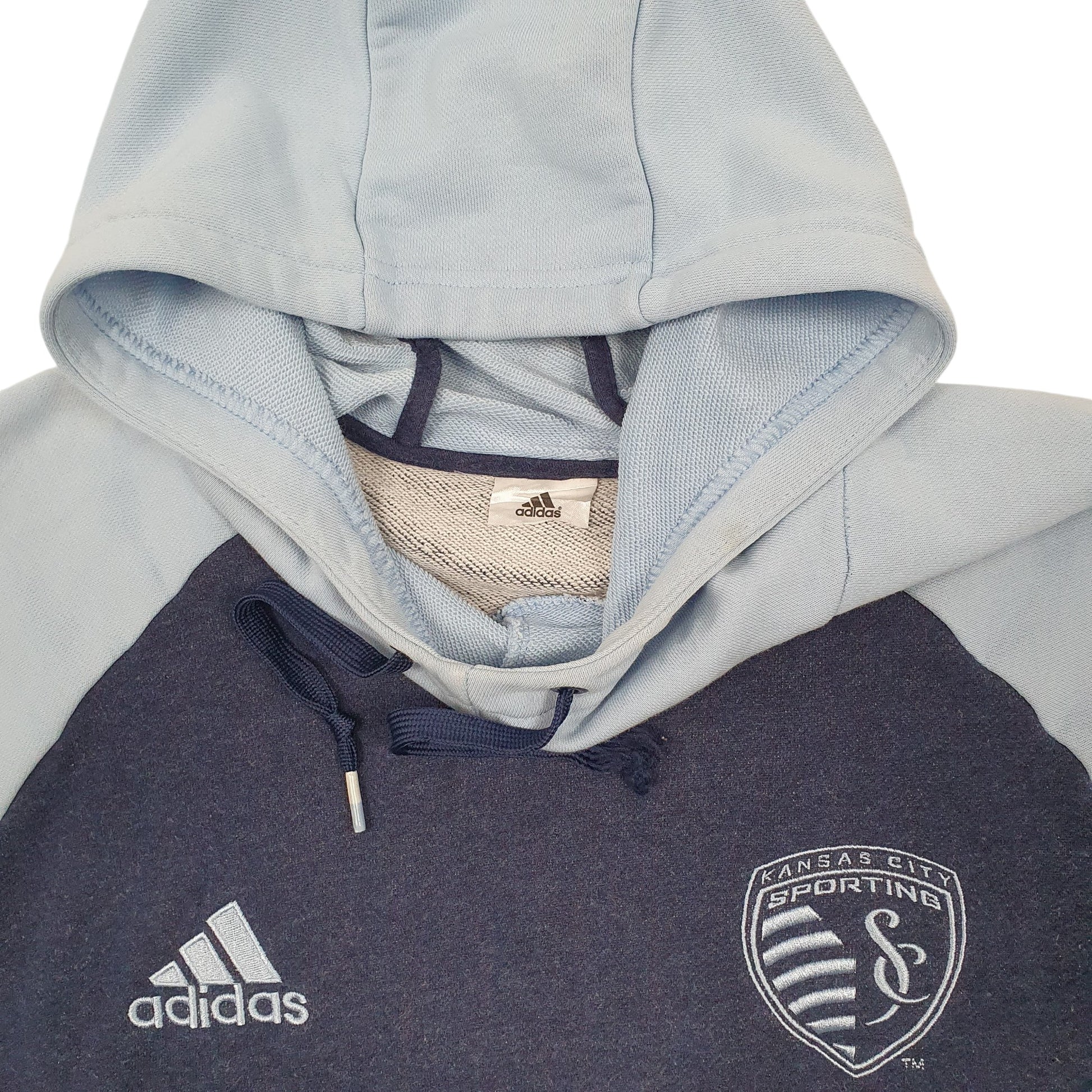 Mens Navy Adidas Kansas City Sporting MLS Soccer Hoodie Jumper