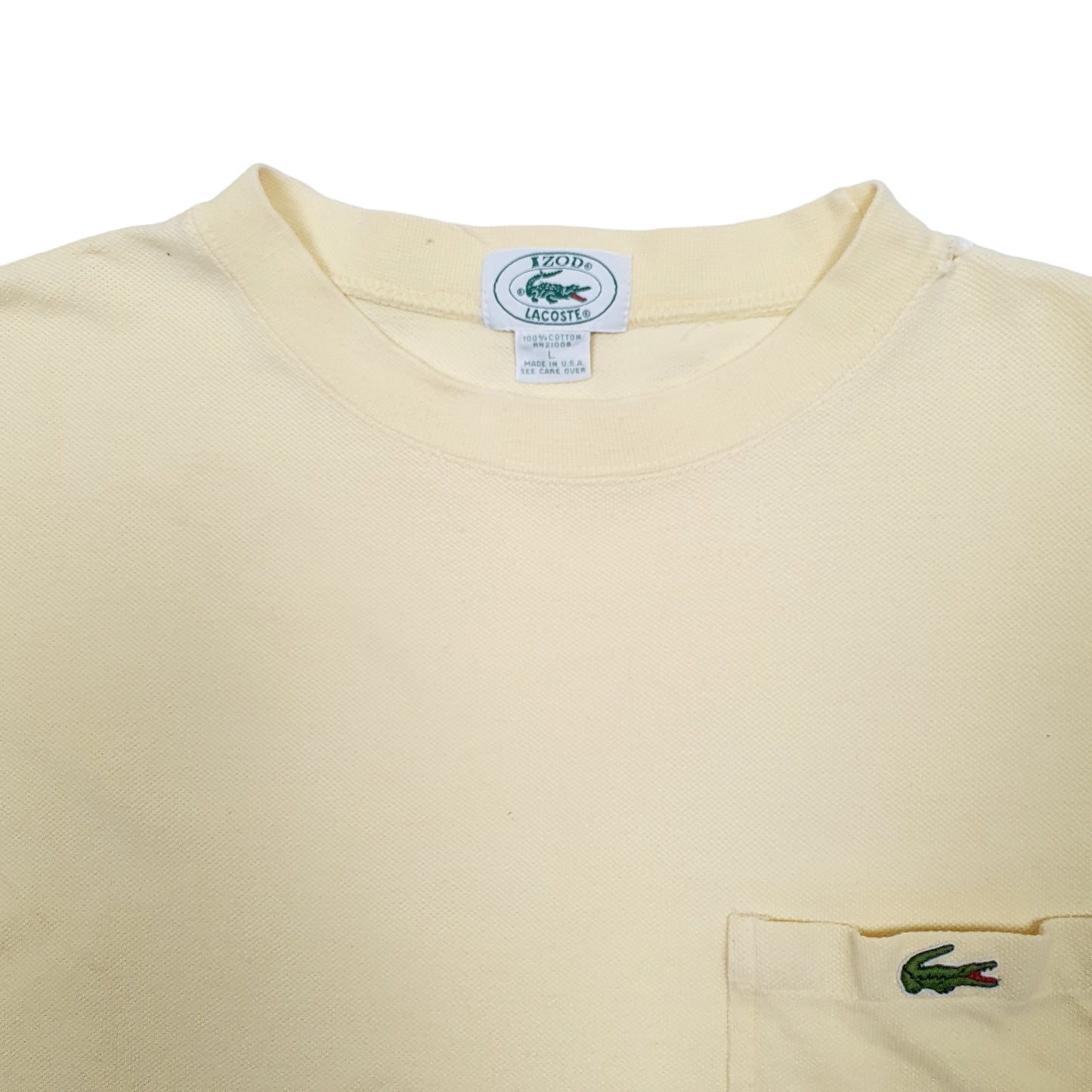Mens Yellow Lacoste Made In USA Short Sleeve T Shirt