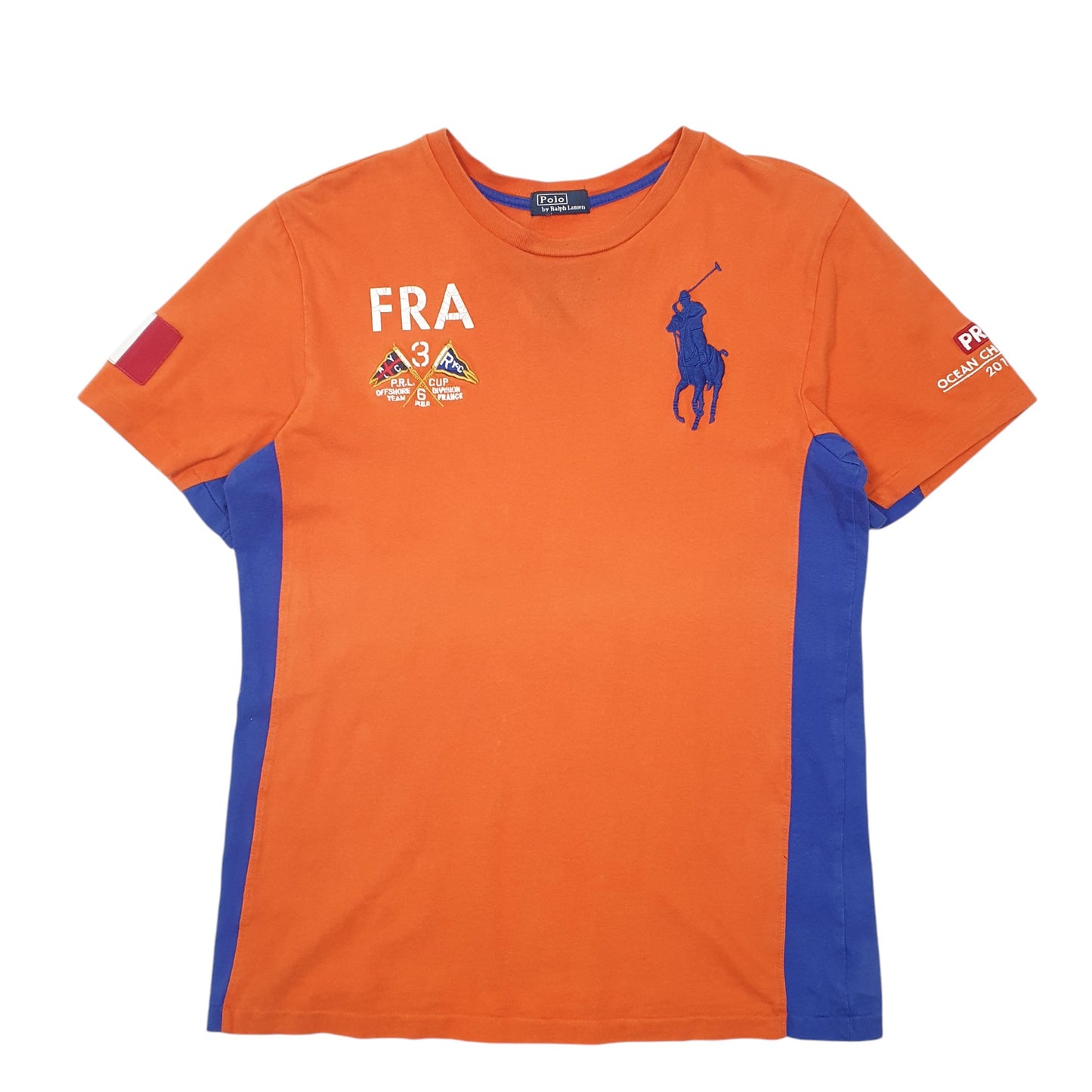 Mens Orange Polo Ralph Lauren France PRL Cup Offshore Team 2011 Short Sleeve T Shirt