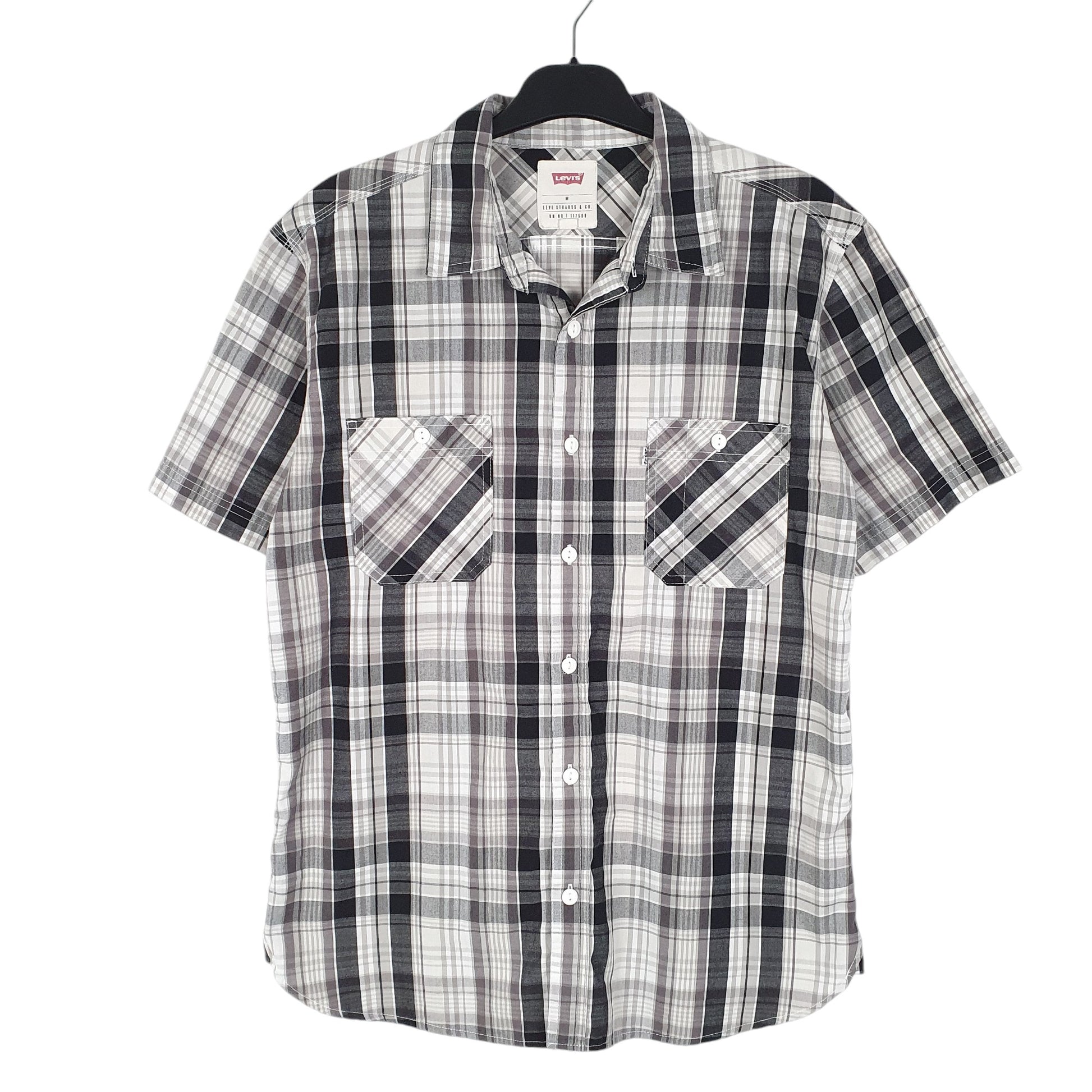 Mens Black Levis Check Short Sleeve Shirt