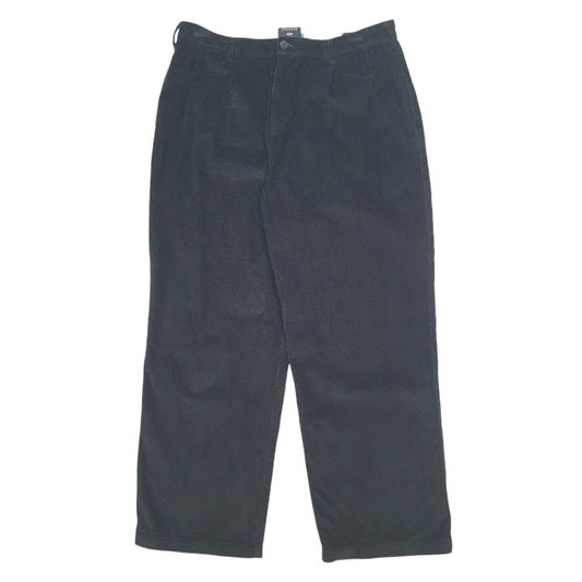 Mens Black Dockers Pleated Corduroy Trousers