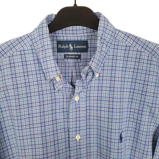 Mens Blue Ralph Lauren Oxford Long Sleeve Shirt