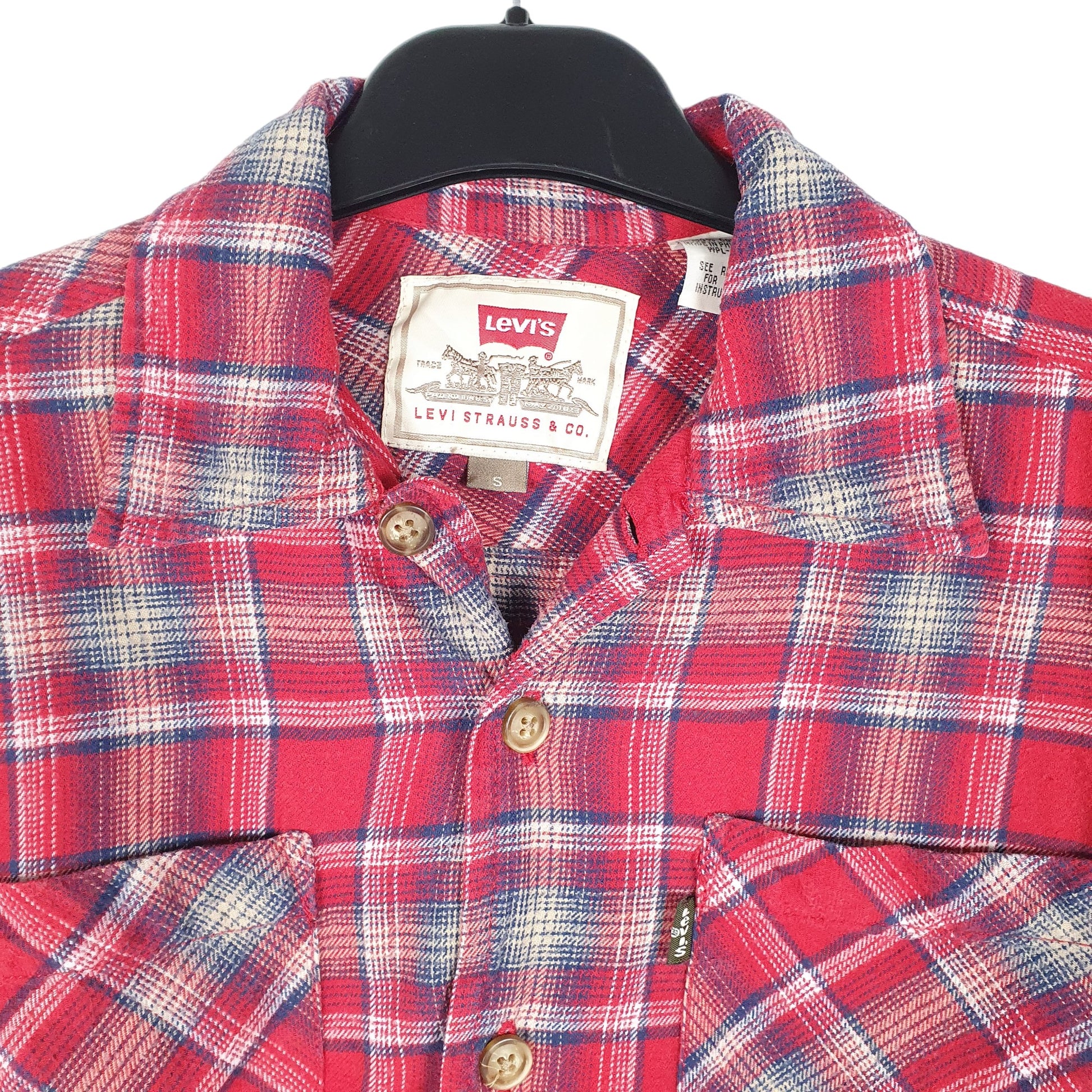 Womens Red Levis Flannel Overshirt Shacket Long Sleeve Shirt