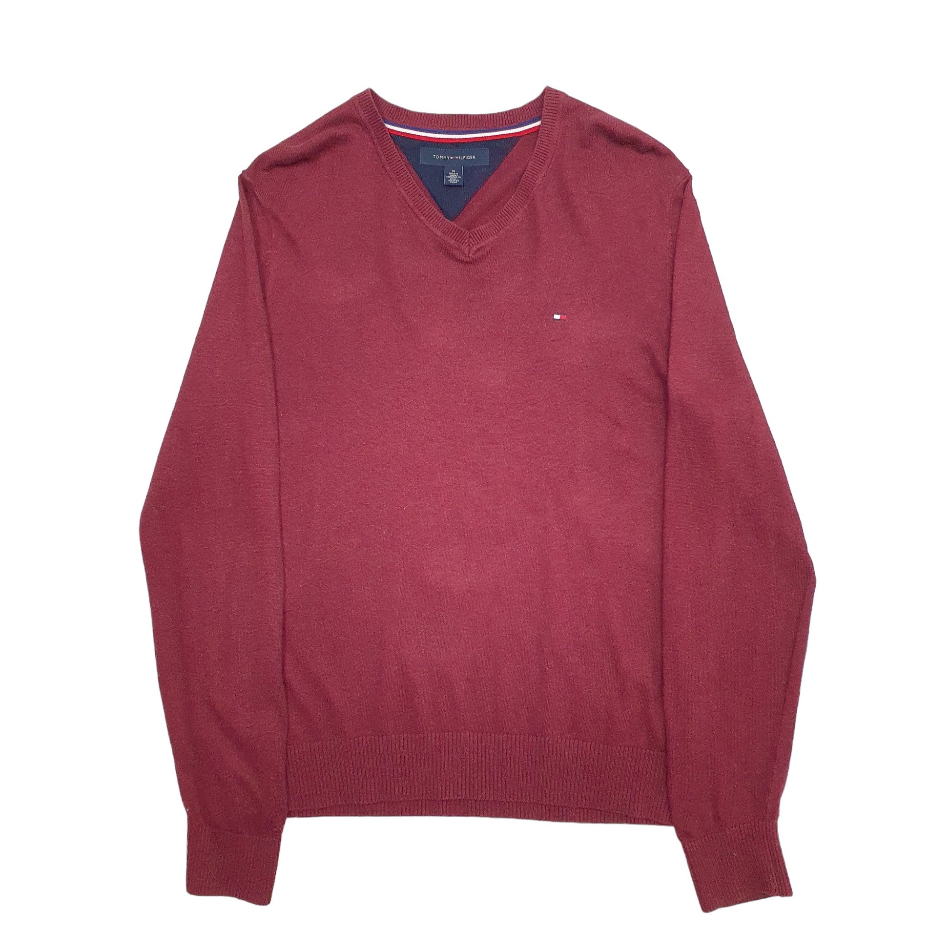 Mens Burgundy Tommy Hilfiger Knit Crewneck Jumper