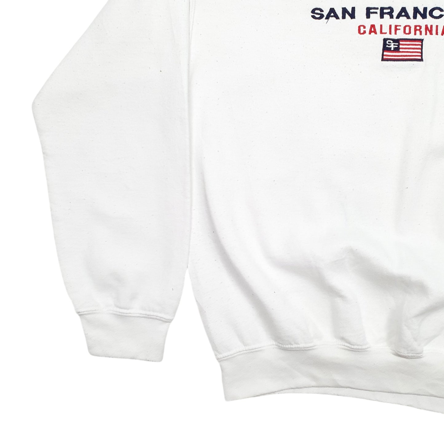 Mens White Gildan San Francisco California Spellout Crewneck Jumper