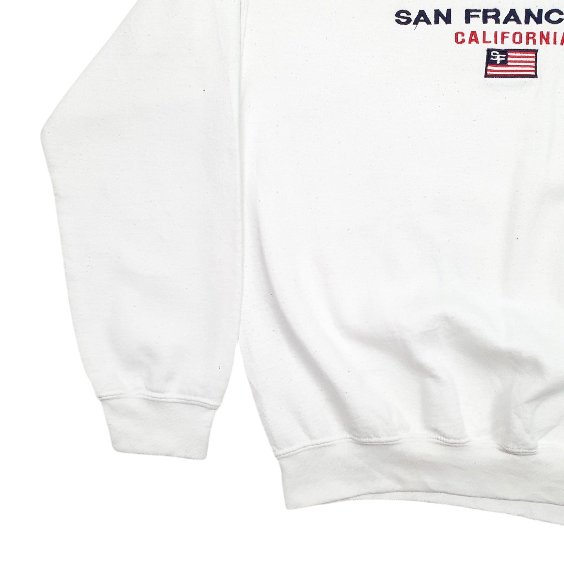Mens White Gildan San Francisco California Spellout Crewneck Jumper