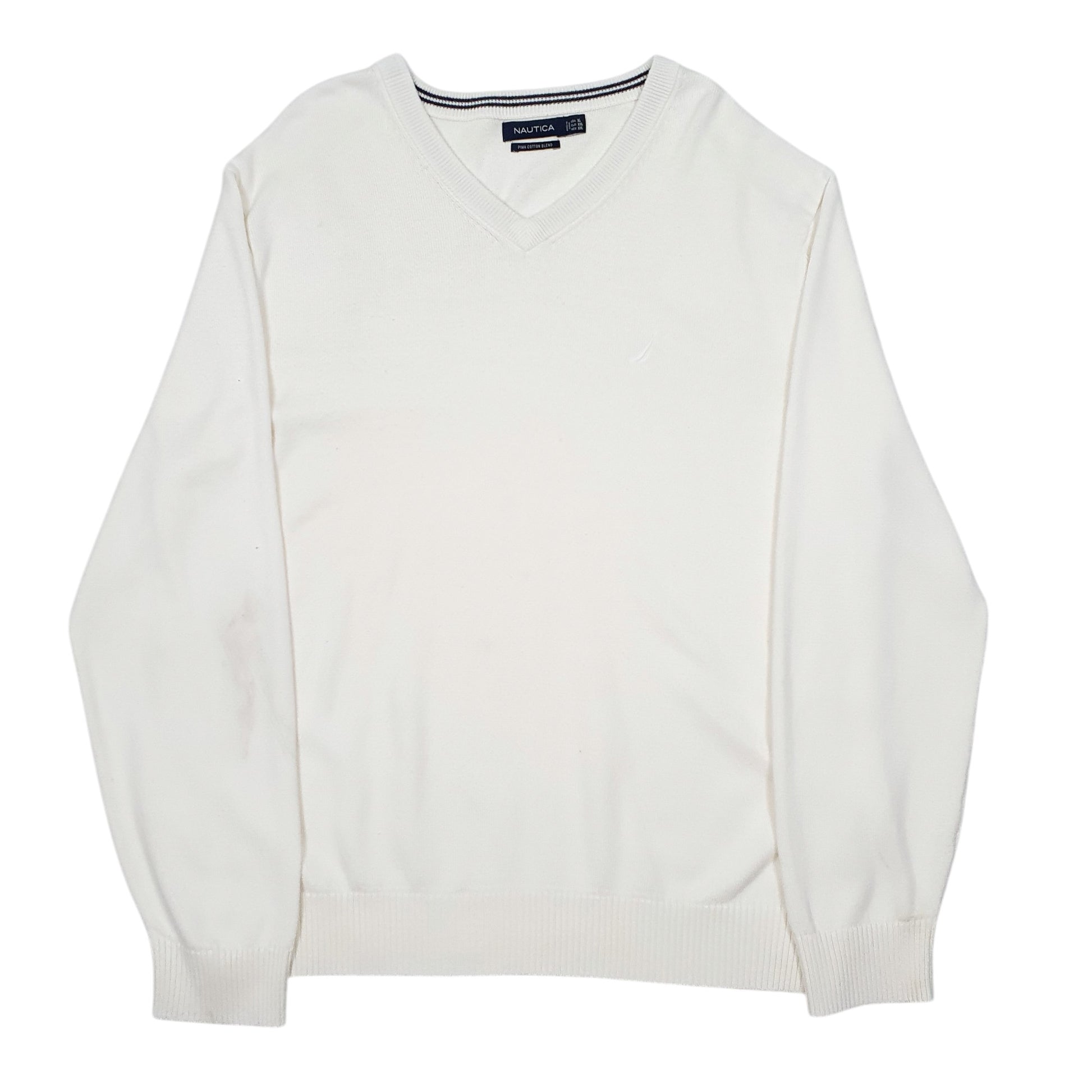 Mens Cream Nautica Knit V Neck Jumper