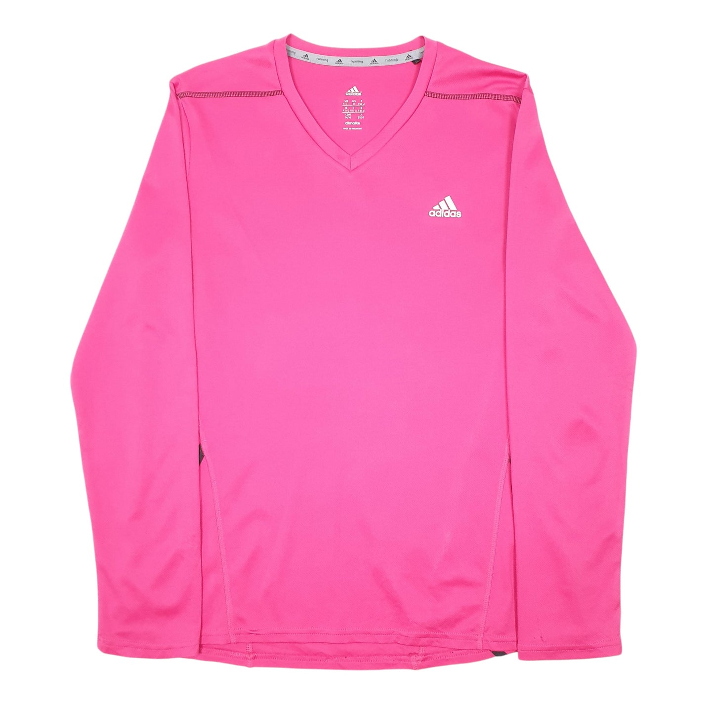 Womens Pink Adidas Active Workout Gym Running Climalite Long Sleeve T Shirt