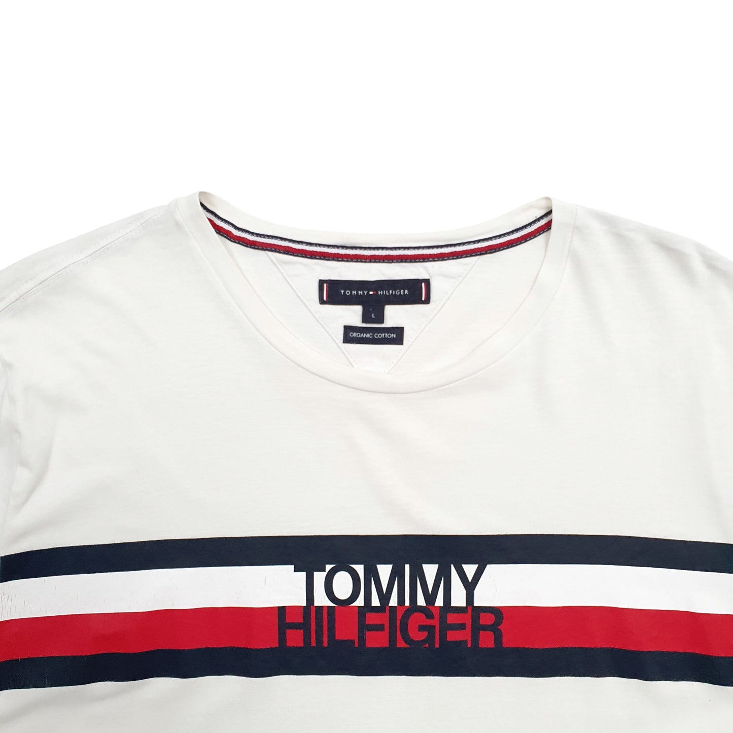 Mens White Tommy Hilfiger Spellout Short Sleeve T Shirt