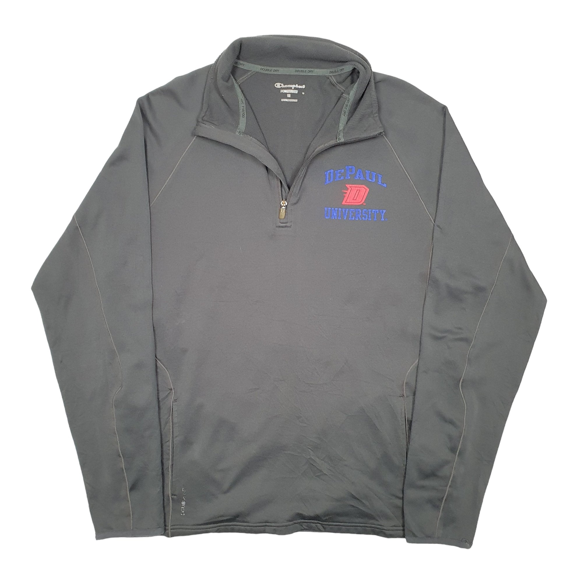 Mens Grey Champion Depaul University Active USA Quarter Zip Jumper