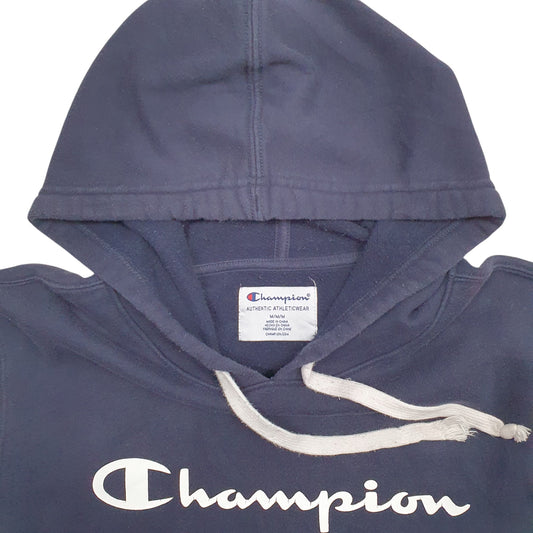 Mens Navy Champion Spellout Hoodie Jumper