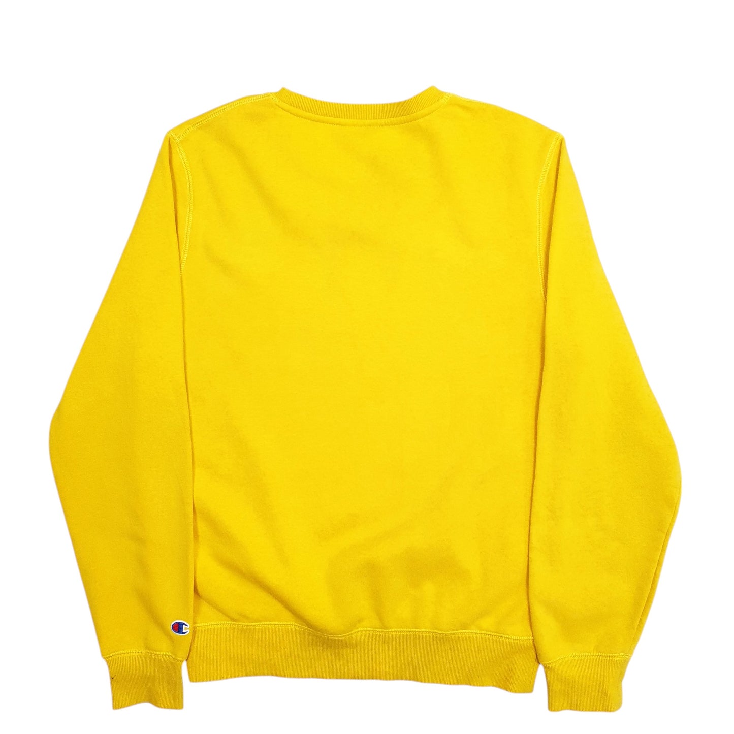 Mens Yellow Champion Spellout Crewneck Jumper