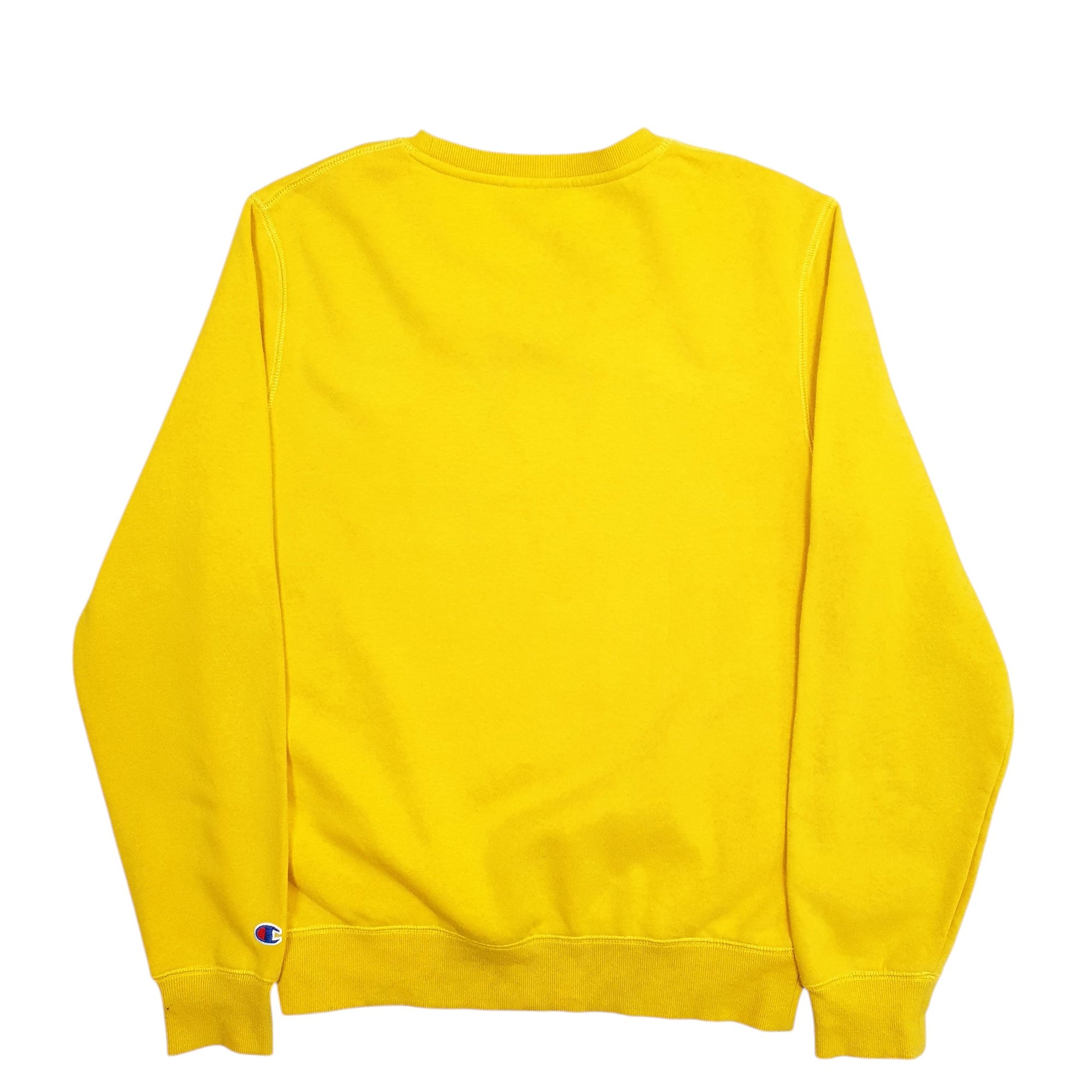 Mens Yellow Champion Spellout Crewneck Jumper