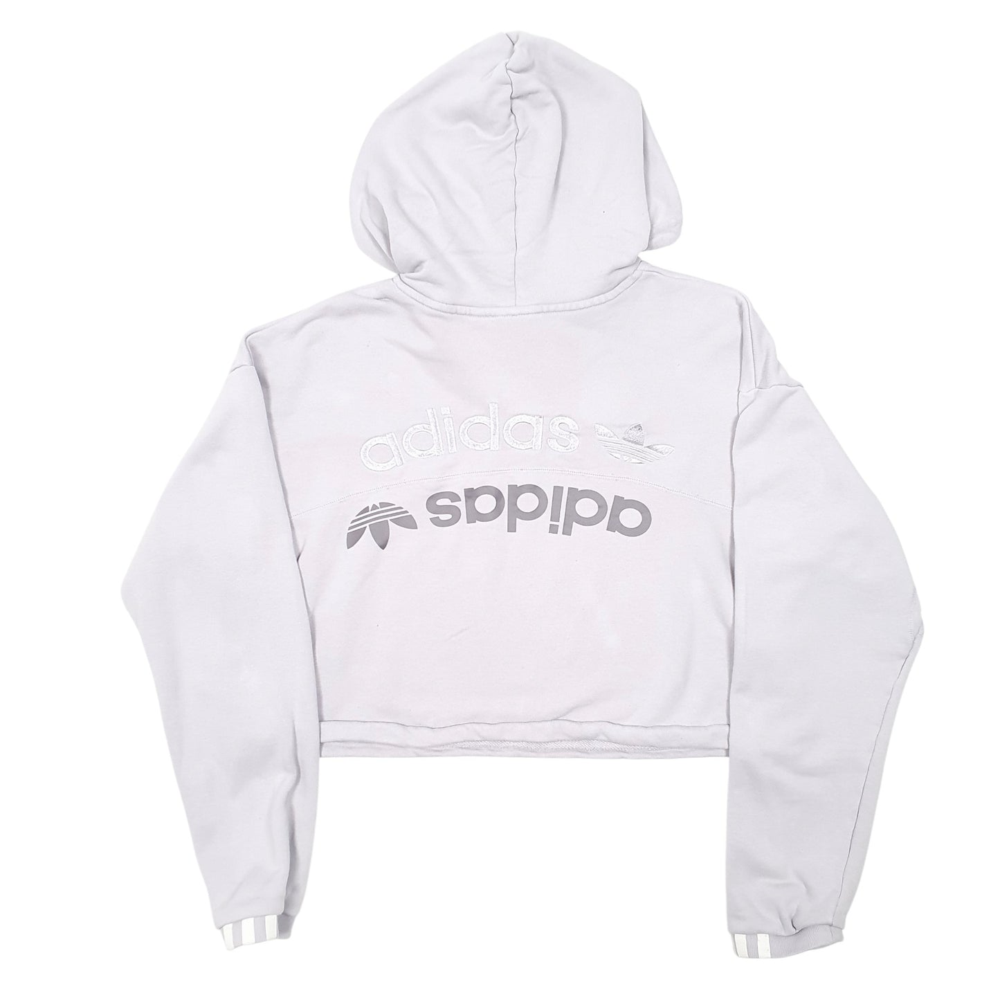 Womens Grey Adidas Cropped Short Workout Hoodie Jumper