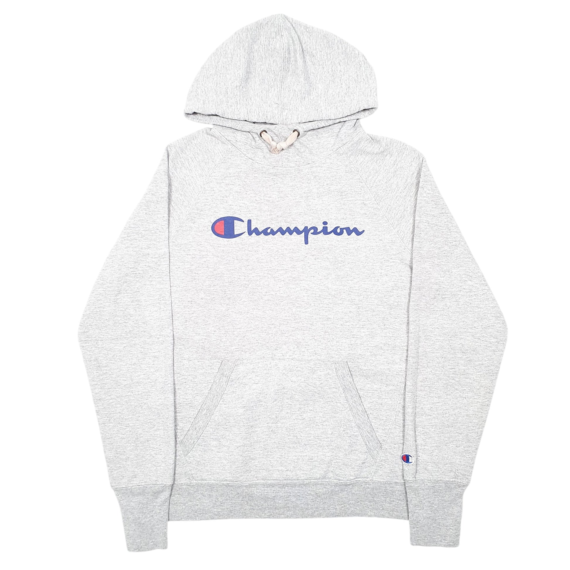 Womens Grey Champion Script Hoodie Jumper