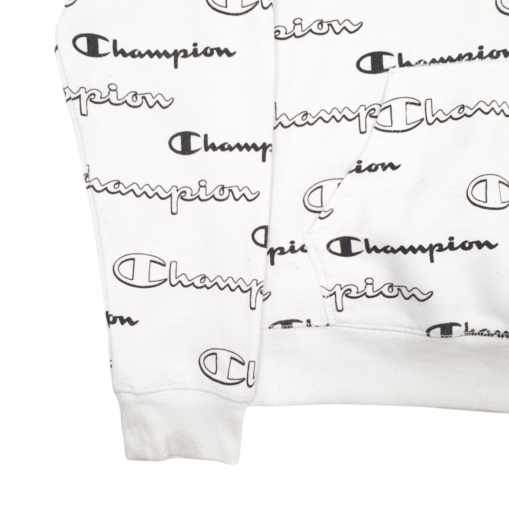 Womens White Champion Spellout Hoodie Jumper