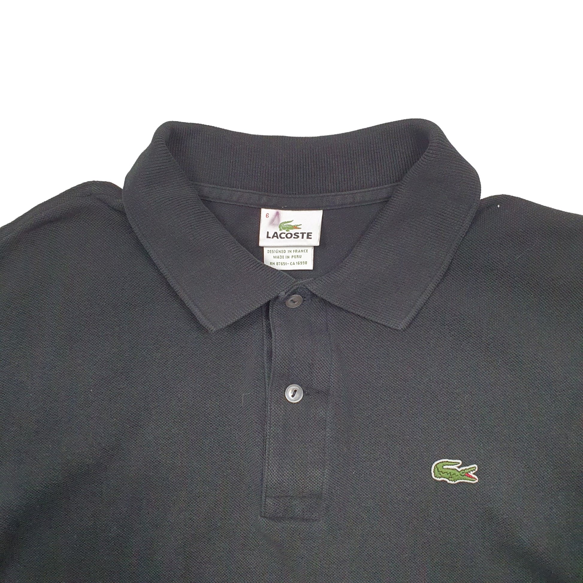 Mens Black Lacoste  Short Sleeve Polo Shirt