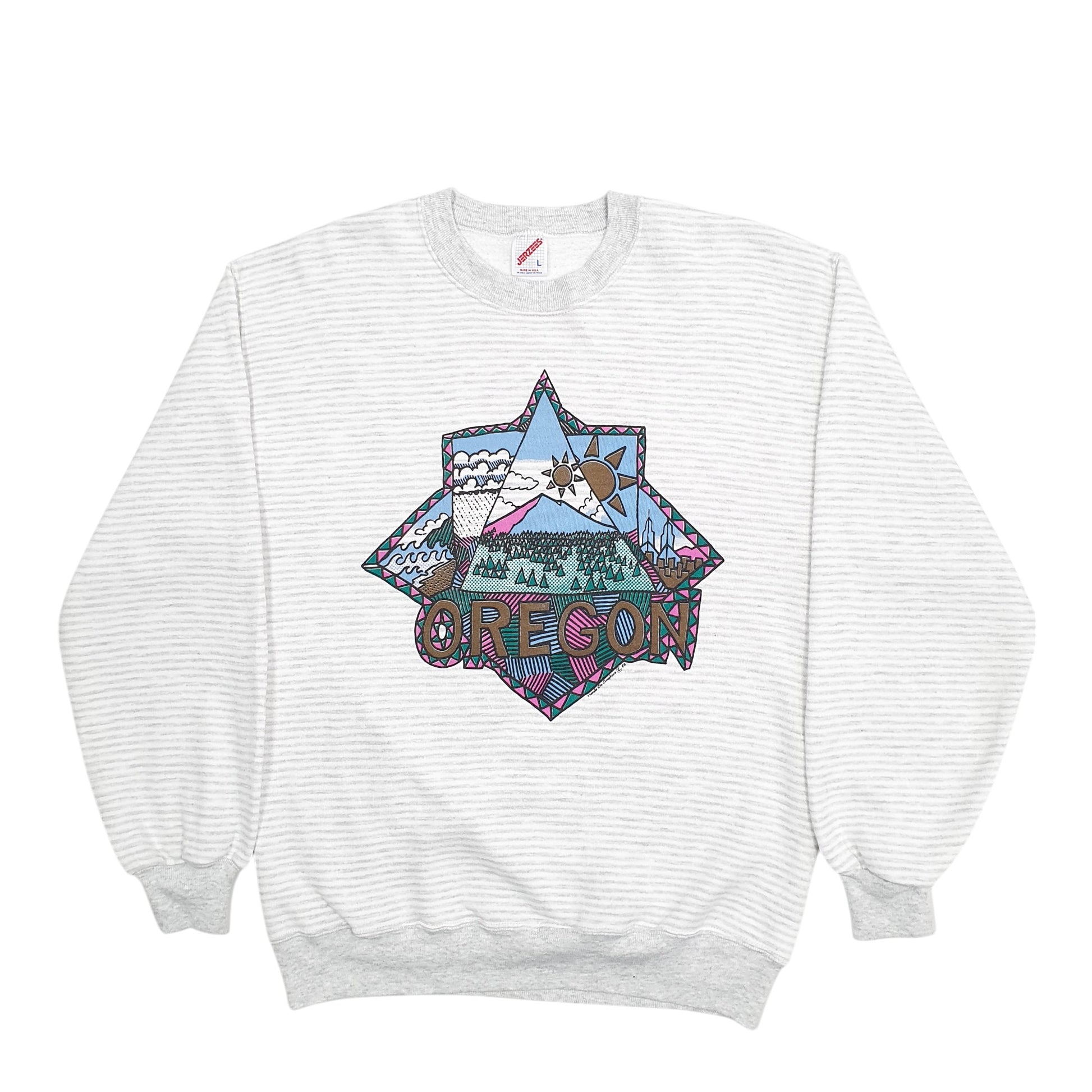 Mens Grey Jerzeez Oregon Made In USA Vintage 90's Crewneck Jumper