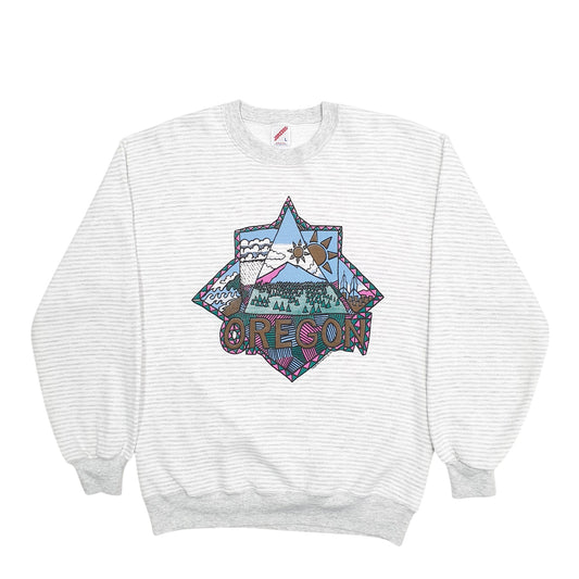 Mens Grey Jerzeez Oregon Made In USA Vintage 90's Crewneck Jumper