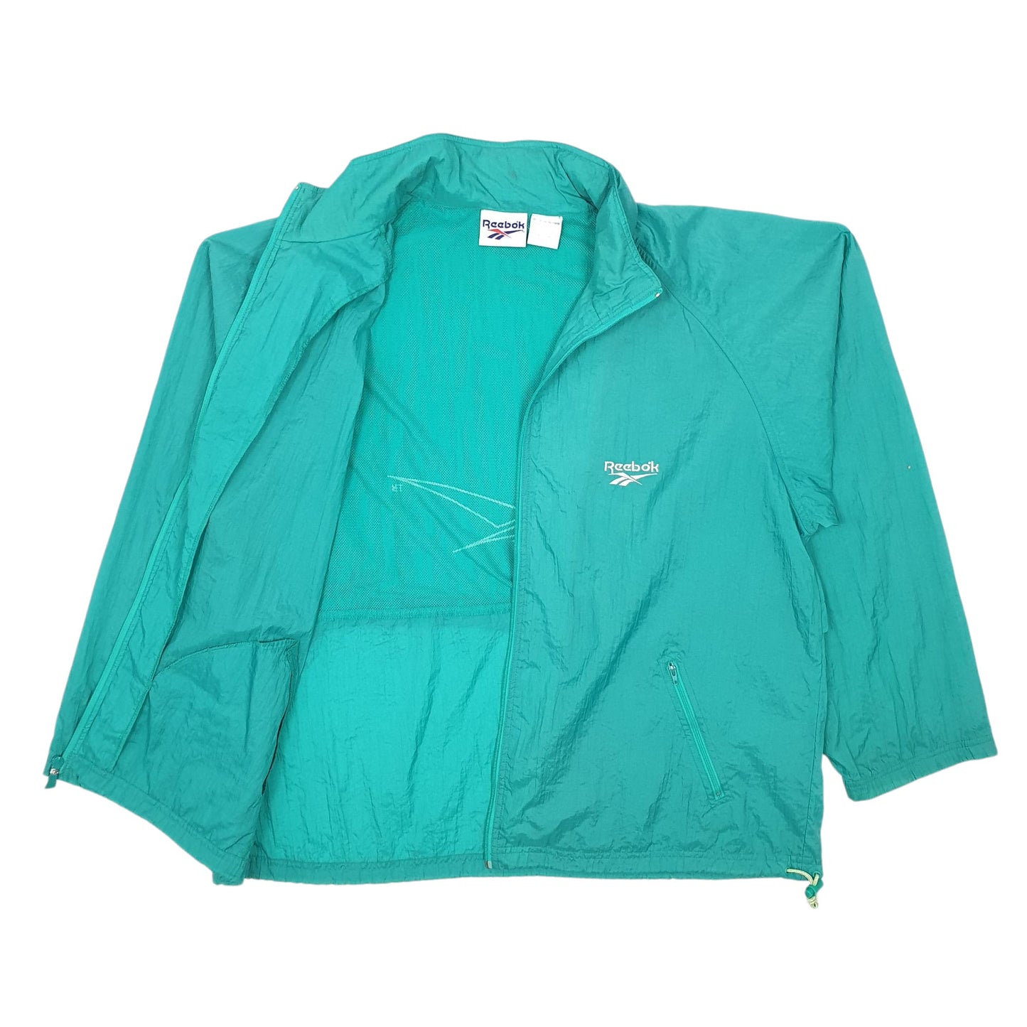 Mens Green Reebok Vintage 90s Concealed Hood  Coat