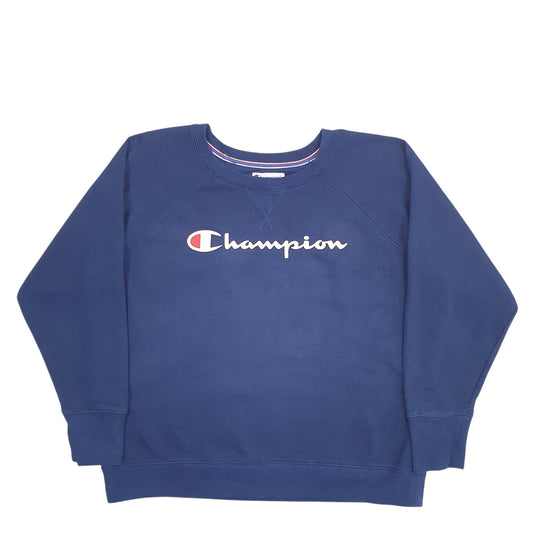 Womens Blue Champion Spellout Crewneck Jumper