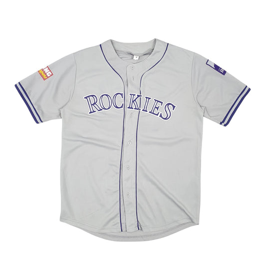 Mens Grey Unbranded MLB Colorado Rockies Jersey Short Sleeve T Shirt