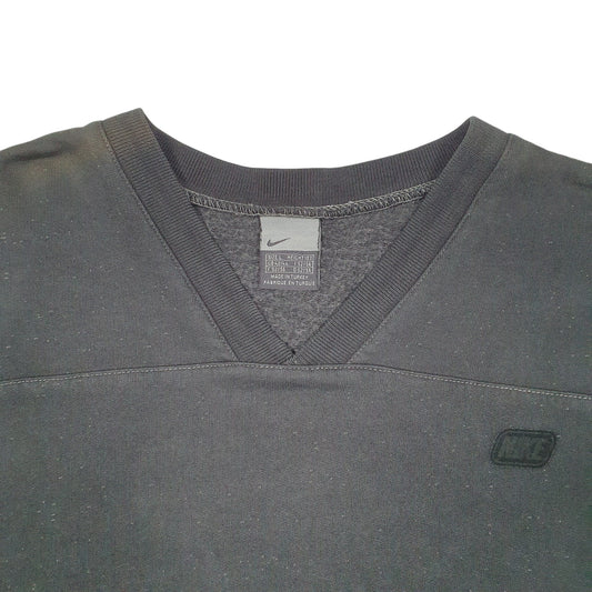Mens Black Nike Vintage Y2K 2000s Speckled V Neck Jumper
