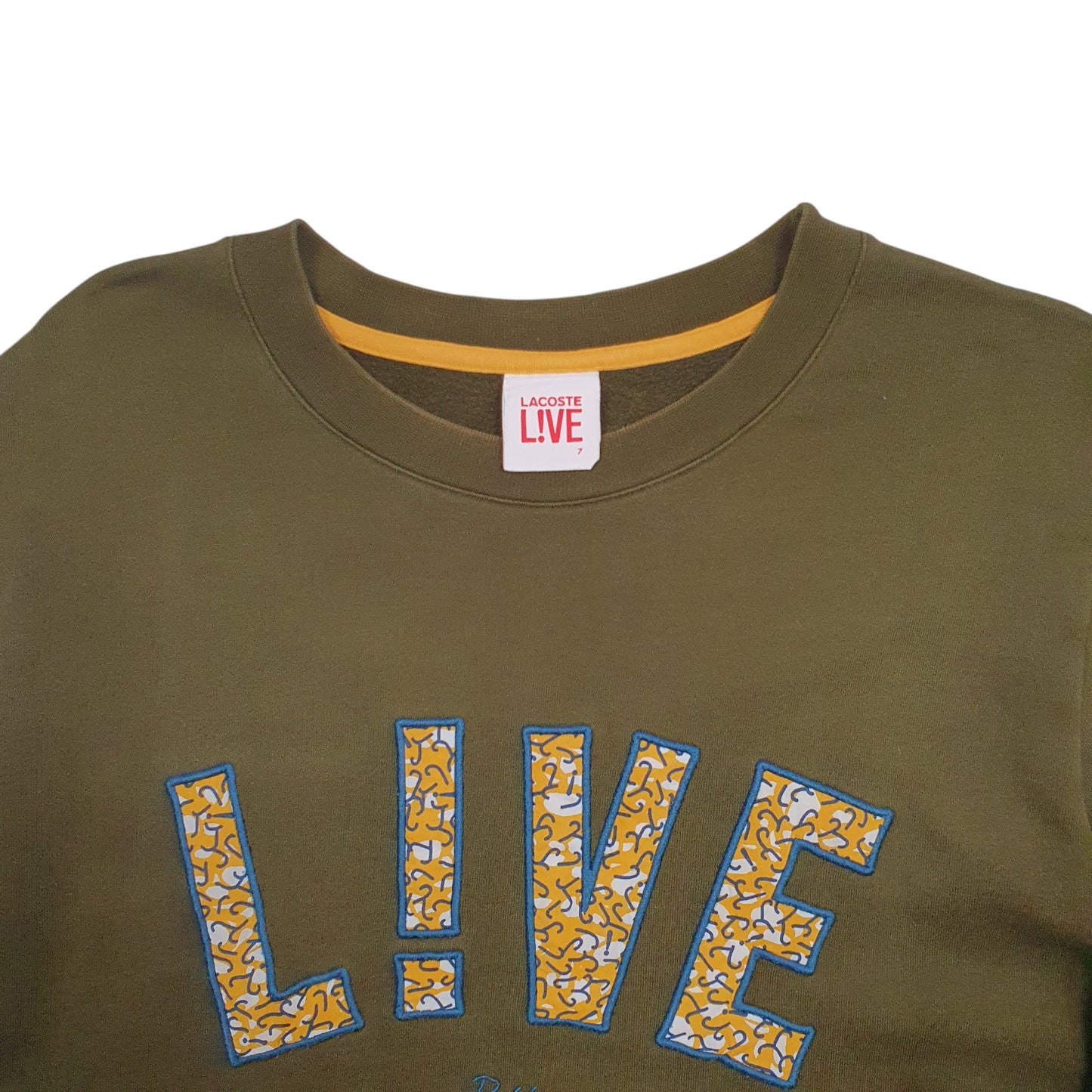 Mens Khaki Lacoste Spellout Crewneck Jumper