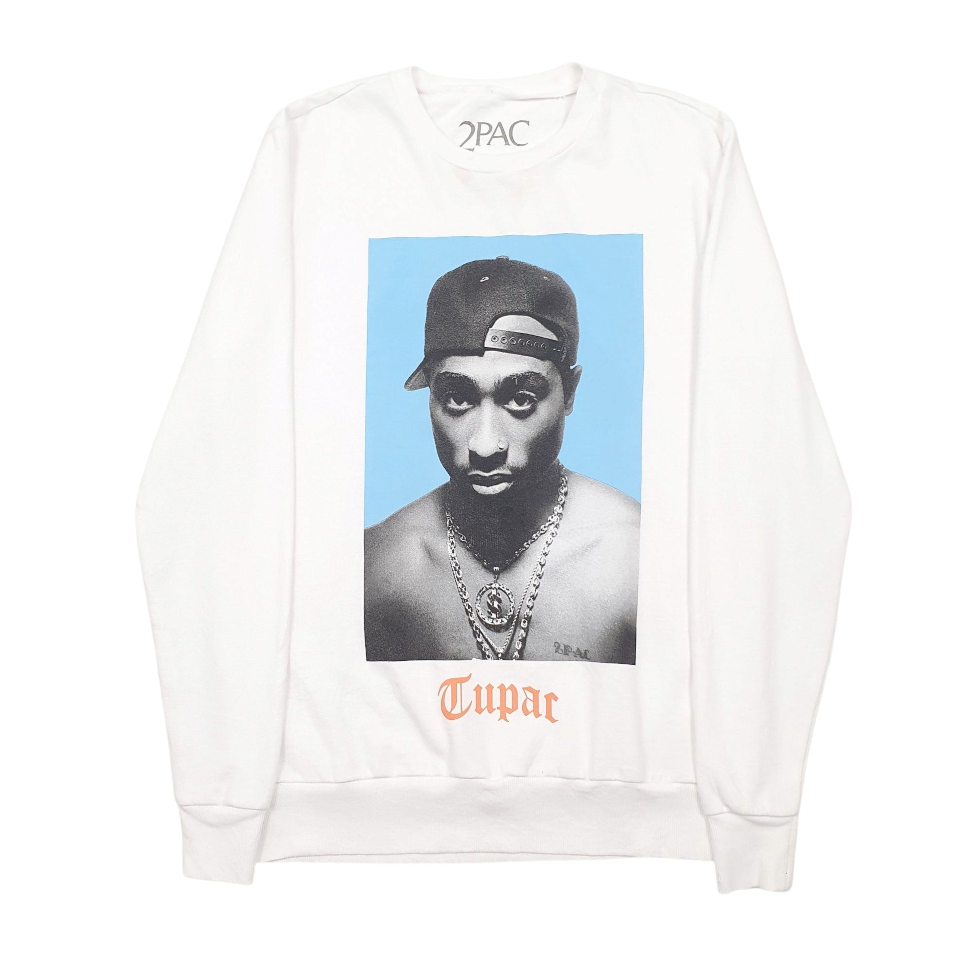 Mens White 2PAC Tupac Crewneck Jumper
