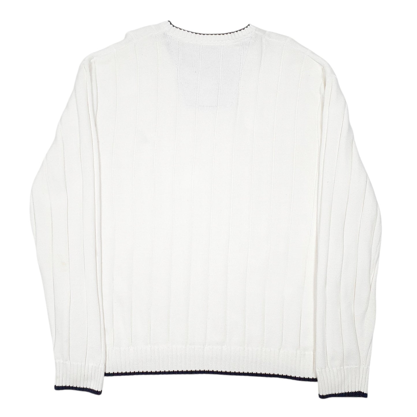 Mens Cream Nautica Knit Ribbed V Neck Jumper