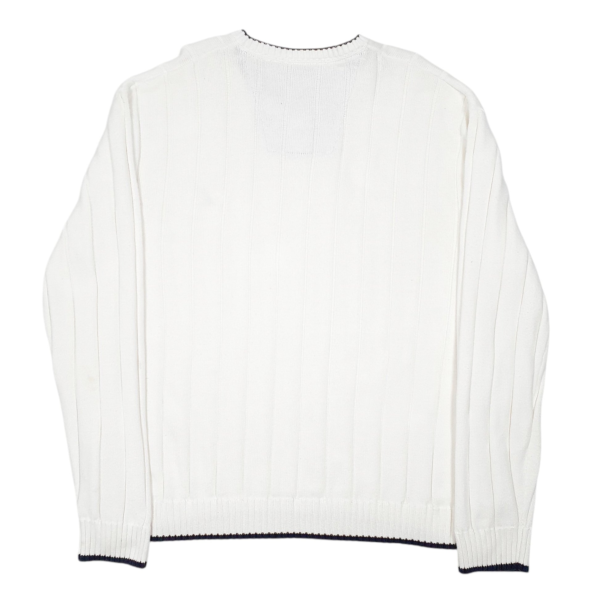 Mens Cream Nautica Knit Ribbed V Neck Jumper