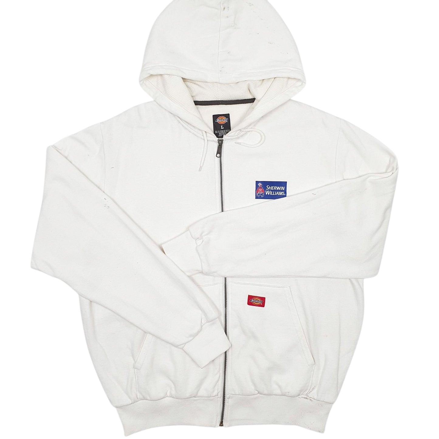 Mens White Dickies Workwear Full Zip Jumper