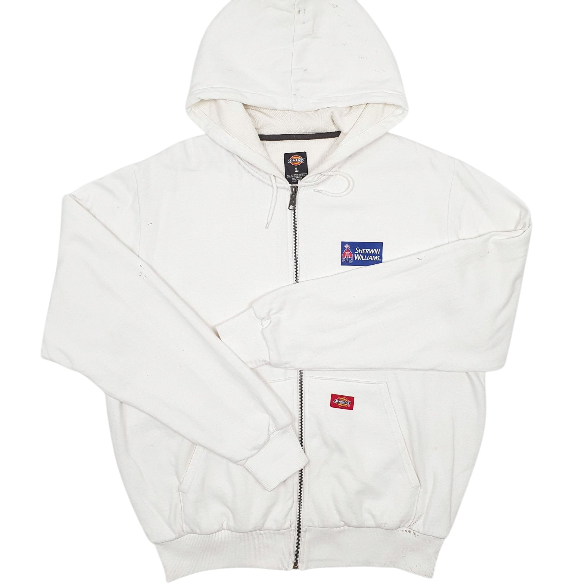 Mens White Dickies Workwear Full Zip Jumper