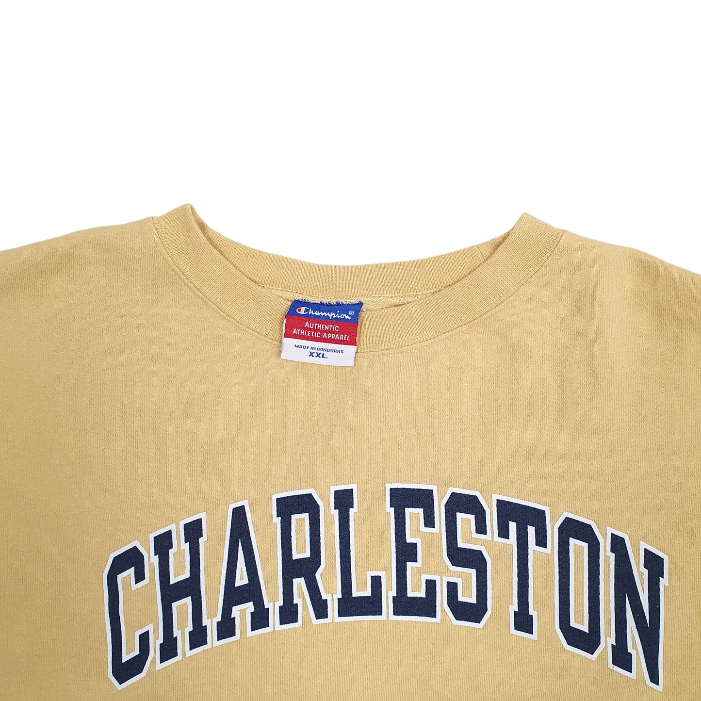 Mens Yellow Champion Charlestown Spellout Crewneck Jumper