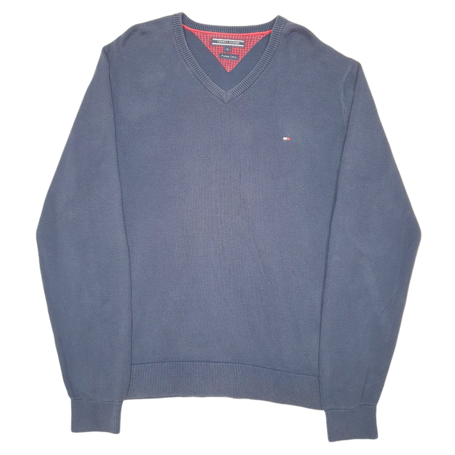 Mens Navy Tommy Hilfiger Knit V Neck Jumper